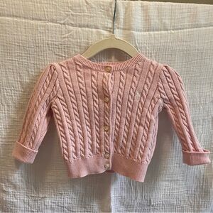 Pink Ralph Lauren baby girl cable knit cardigan sweater